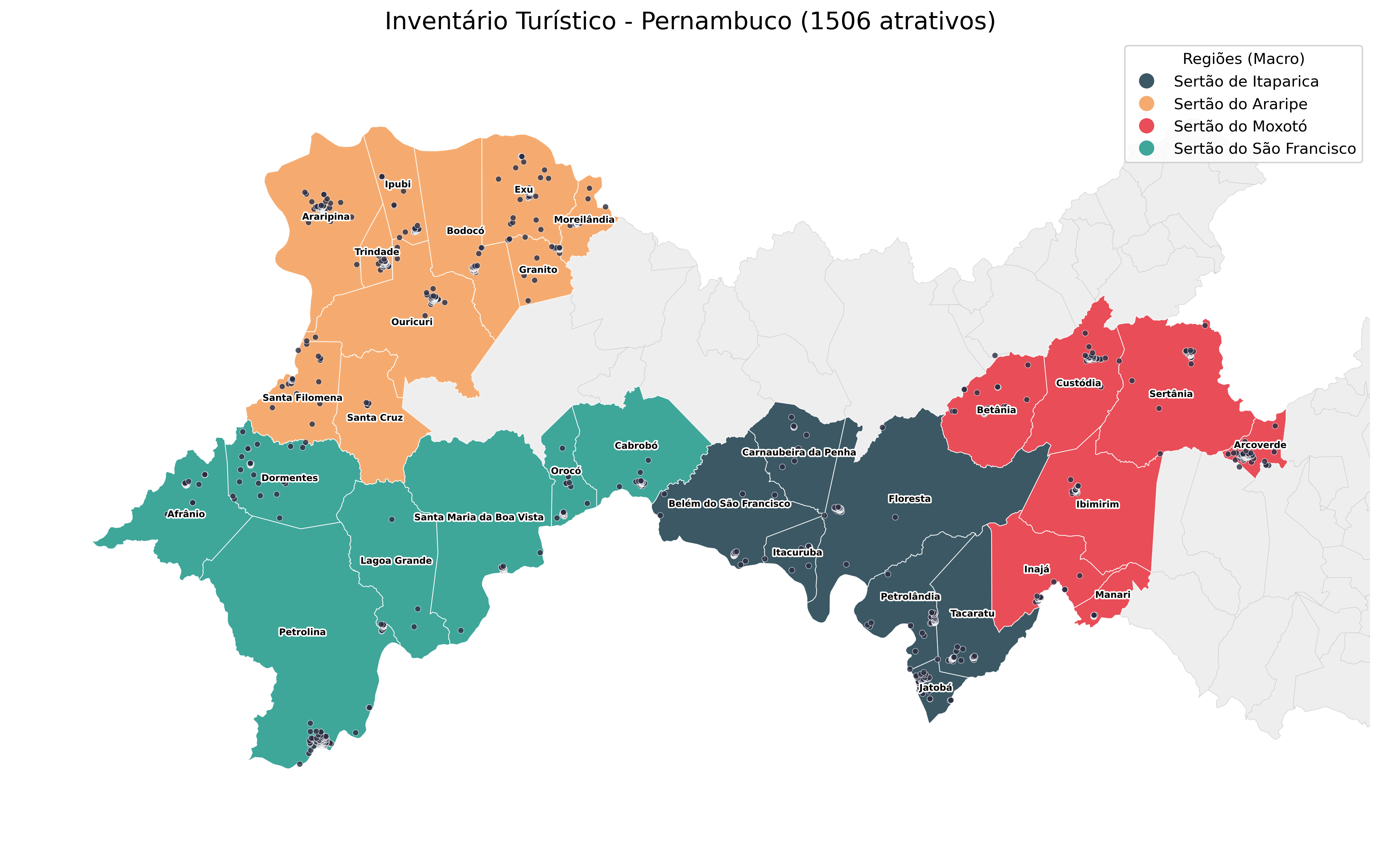 Mapa Consolidado do Inventário Turístico de Pernambuco